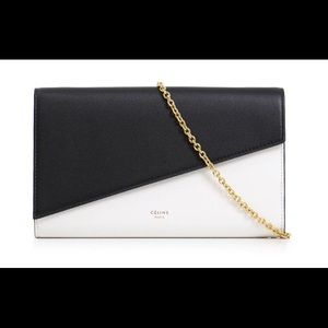 Celine Large Flap On Chain in Black and White